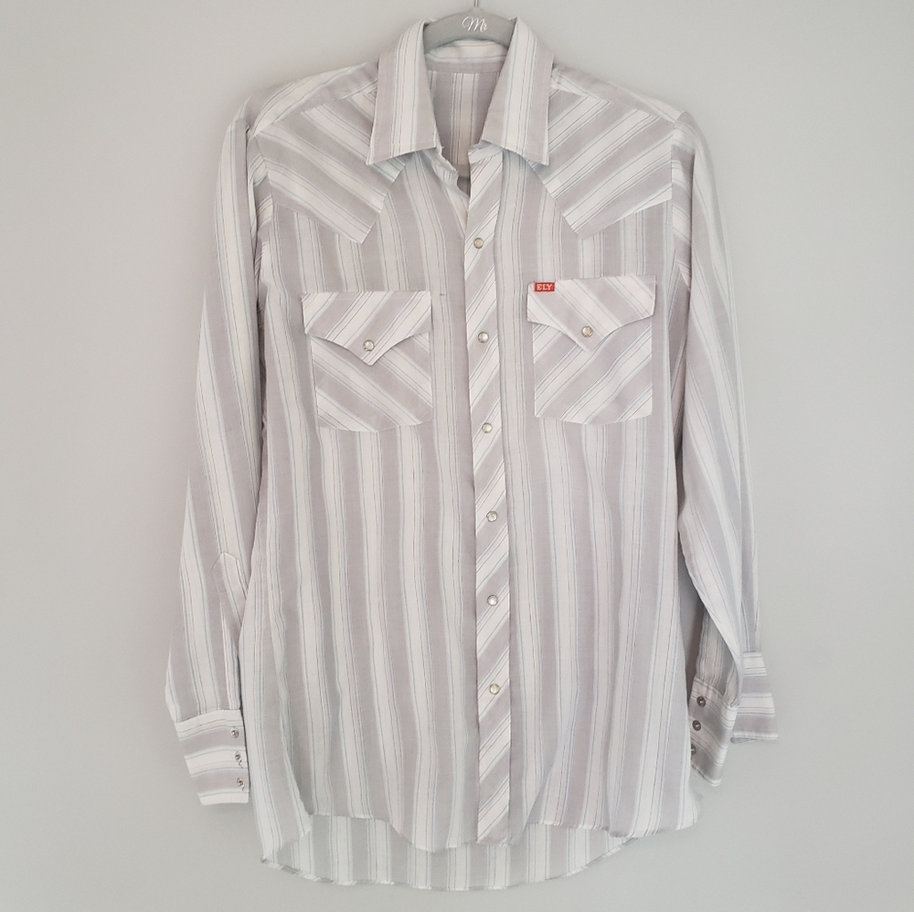 ELY Men's Western Striped Pearlsnap Button-up